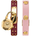  Shop Authentic Versace Medusa Lock Icon Gold Dial Red Leather Strap Watch for Women - VEDW00319 - Luxxuri