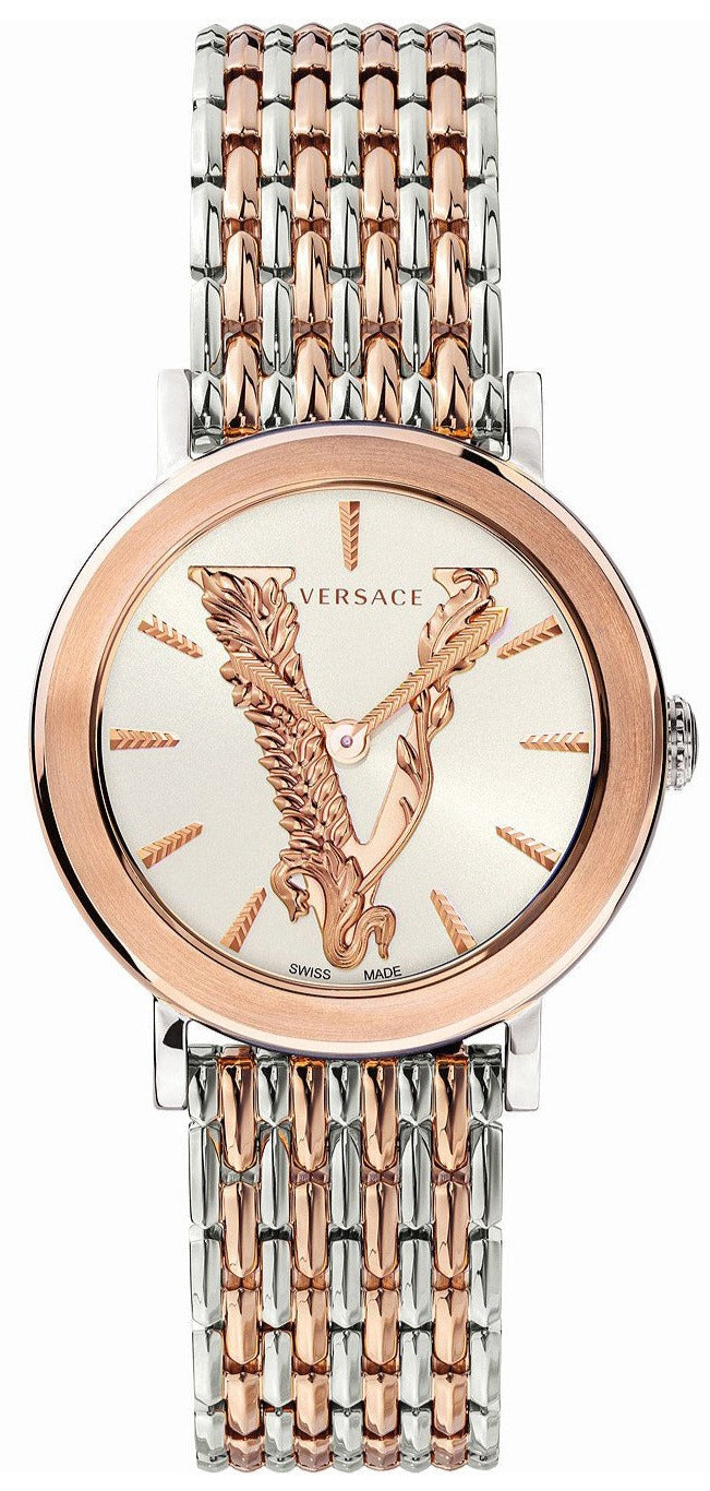  Shop Authentic Versace Virtus Quartz White Dial Two Tone Steel Strap Watch for Women - VEHC00519 - Luxxuri