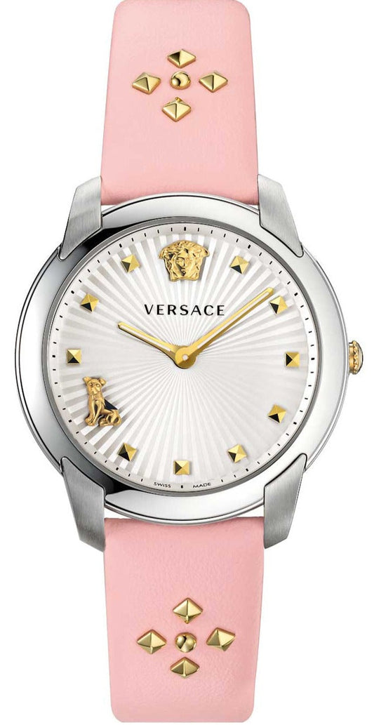  Shop Authentic Versace Audrey Quartz White Dial Pink Leather Strap Watch for Women - VELR00119 - Luxxuri