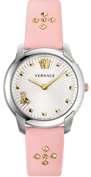  Shop Authentic Versace Audrey Quartz White Dial Pink Leather Strap Watch for Women - VELR00119 - Luxxuri