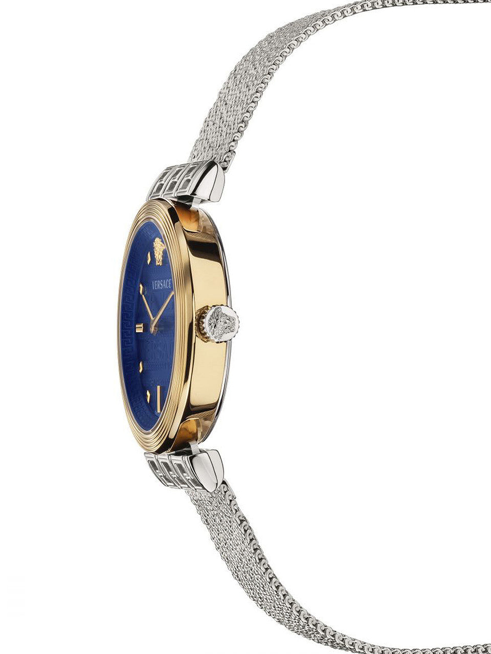  Shop Authentic Versace Meander Blue Dial Silver Mesh Bracelet Watch for Women - VELW00520 - Luxxuri