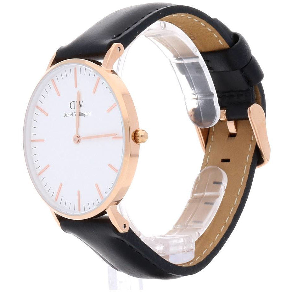  Shop Authentic Daniel Wellington Classic Sheffield White Dial Black Leather Strap Watch for Women - DW00100036 - Luxxuri