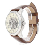  Shop Authentic Fossil Grant Automatic Beige Skeleton Dial Brown Leather Strap Watch for Men - ME3099 - Luxxuri