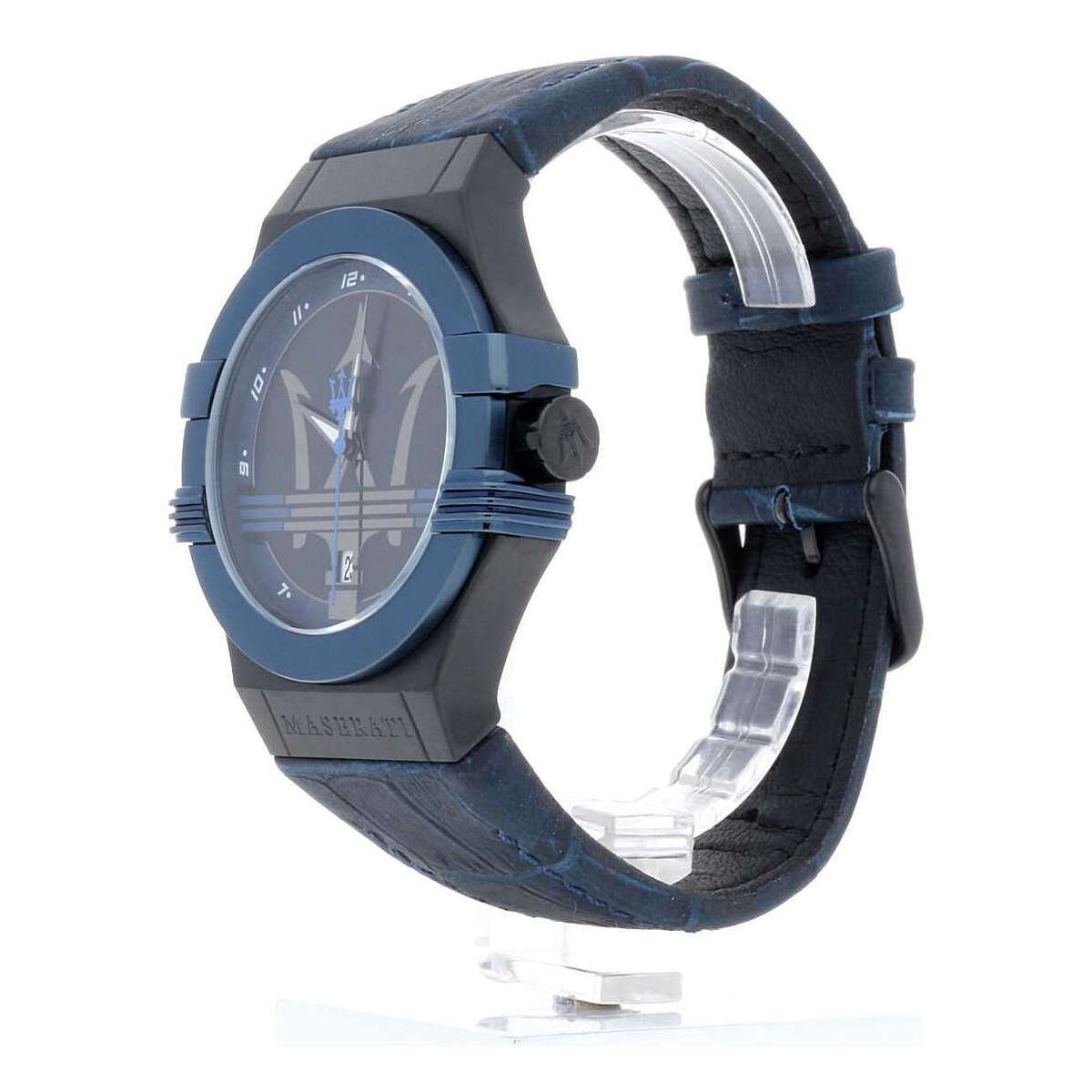  Shop Authentic Maserati Potenza Black Dial 42mm Blue Leather Strap Watch For Men - R8851108007 - Luxxuri