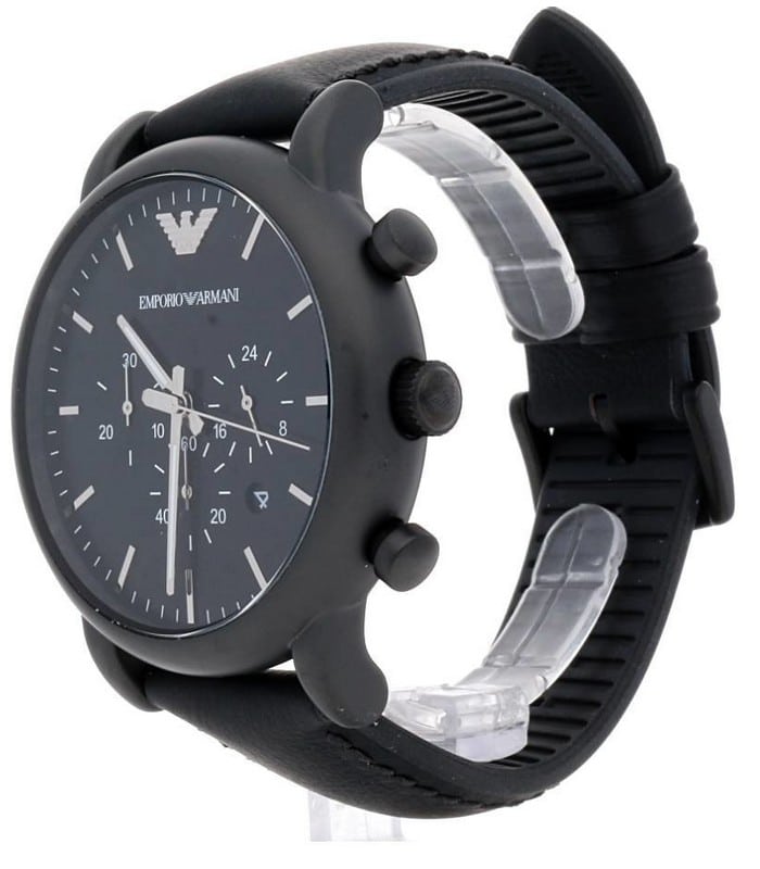  Shop Authentic Emporio Armani Luigi Chronohraph Black Dial Black Leather Strap Watch For Men - AR1970 - Luxxuri