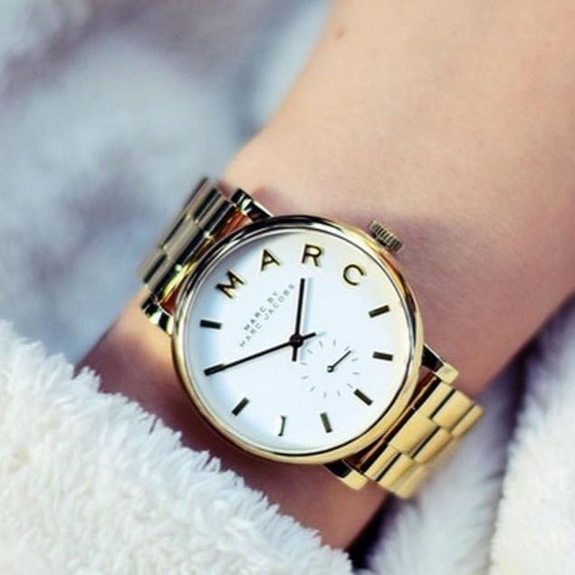  Shop Authentic Marc Jacobs Baker White Dial Gold Steel Strap Watch for Women - MBM3243 - Luxxuri
