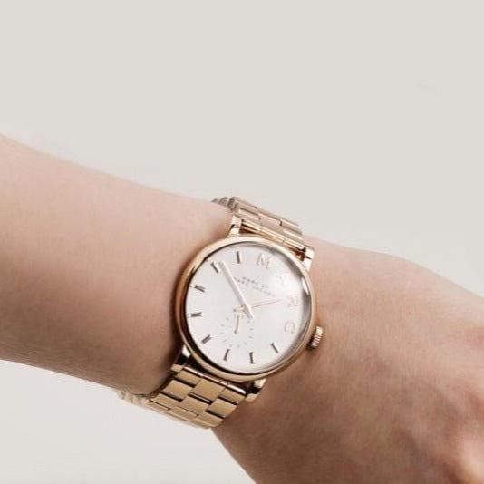  Shop Authentic Marc Jacobs Baker White Dial Rose Gold Steel Strap Watch for Women - MBM3244 - Luxxuri