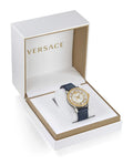  Shop Authentic Versace Viamond Quartz White Dial Blue Leather Strap Watch For Men - VEPO00120 - Luxxuri