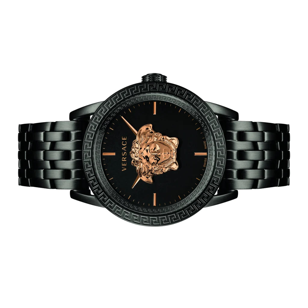  Shop Authentic Versace Palazzo Empire Quartz Black Dial Black Steel Strap Watch For Men - VEDB00518 - Luxxuri