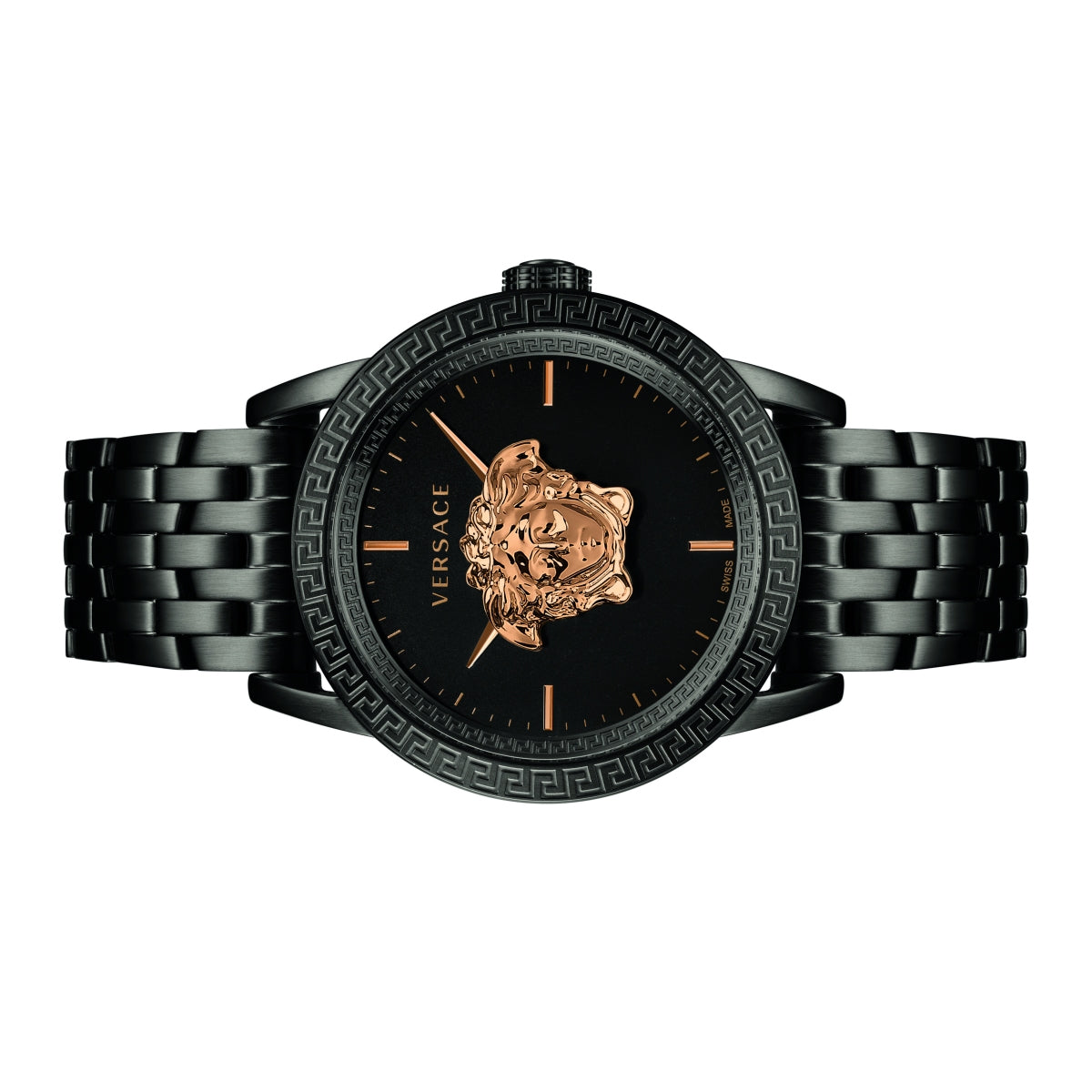 Versace Palazzo Empire Black Dial Black Steel Strap Watch for Men - VERD00518