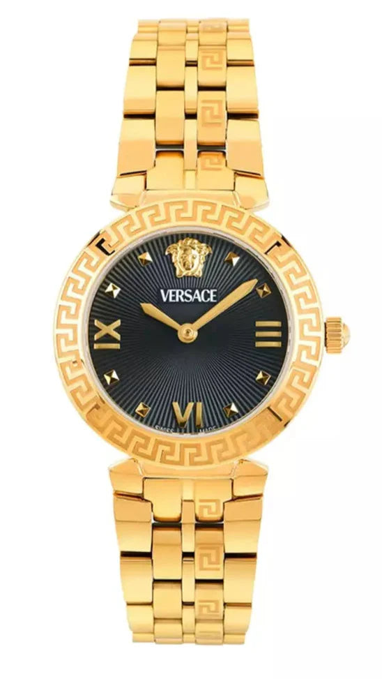  Shop Authentic Versace Daphnis Quartz Black Dial Gold Steel Strap Watch for Women - VEOCA0524 - Luxxuri