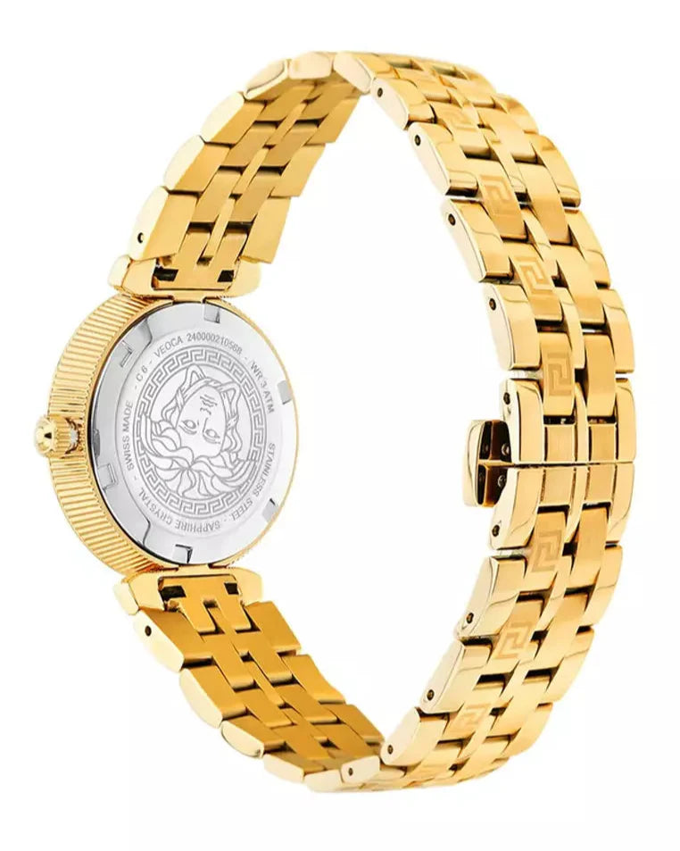 Shop Authentic Versace Daphnis Quartz Black Dial Gold Steel Strap Watch for Women - VEOCA0524 - Luxxuri