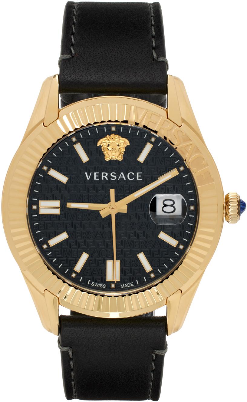  Shop Authentic Versace Greca Time Quartz Black Dial Brown Leather Strap Watch For Men - VE3K00222 - Luxxuri