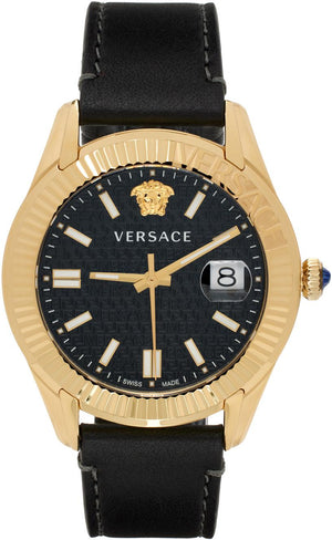  Shop Authentic Versace Greca Time Quartz Black Dial Brown Leather Strap Watch For Men - VE3K00222 - Luxxuri