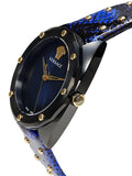  Shop Authentic Versace Shadov Quartz Black Dial Blue Leather Strap Watch for Men - VEBM00418 - Luxxuri