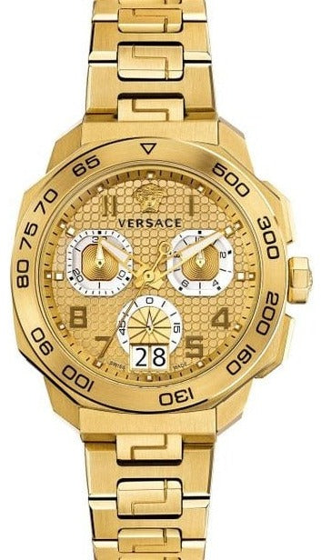  Shop Authentic Versace Dylos Chronograph Gold Dial Gold Steel Strap Watch for Men - VQC040015 - Luxxuri