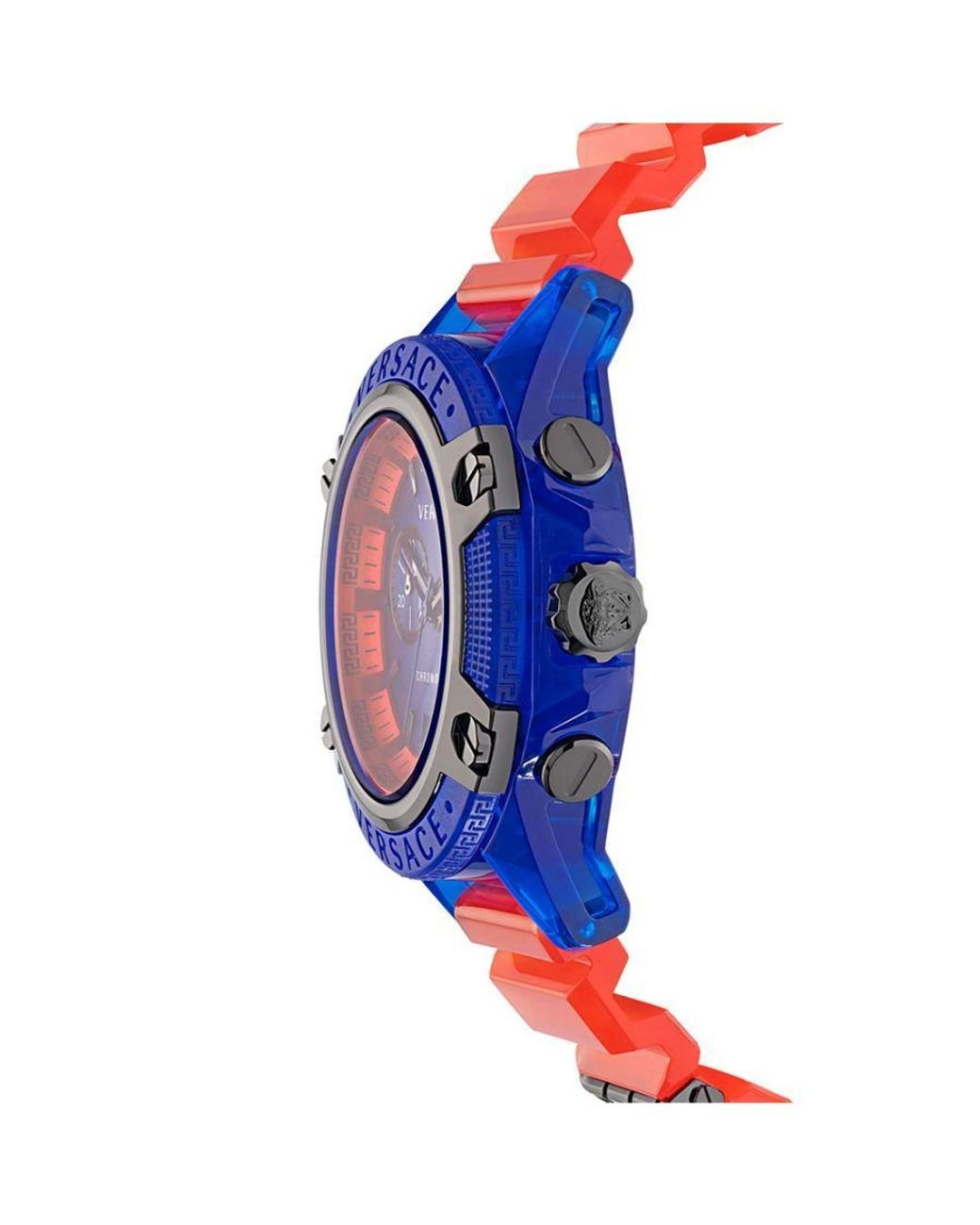  Shop Authentic Versace Icon Active Chronograph Quartz Blue Dial Orange Rubber Strap Watch For Men - VEZ700922 - Luxxuri