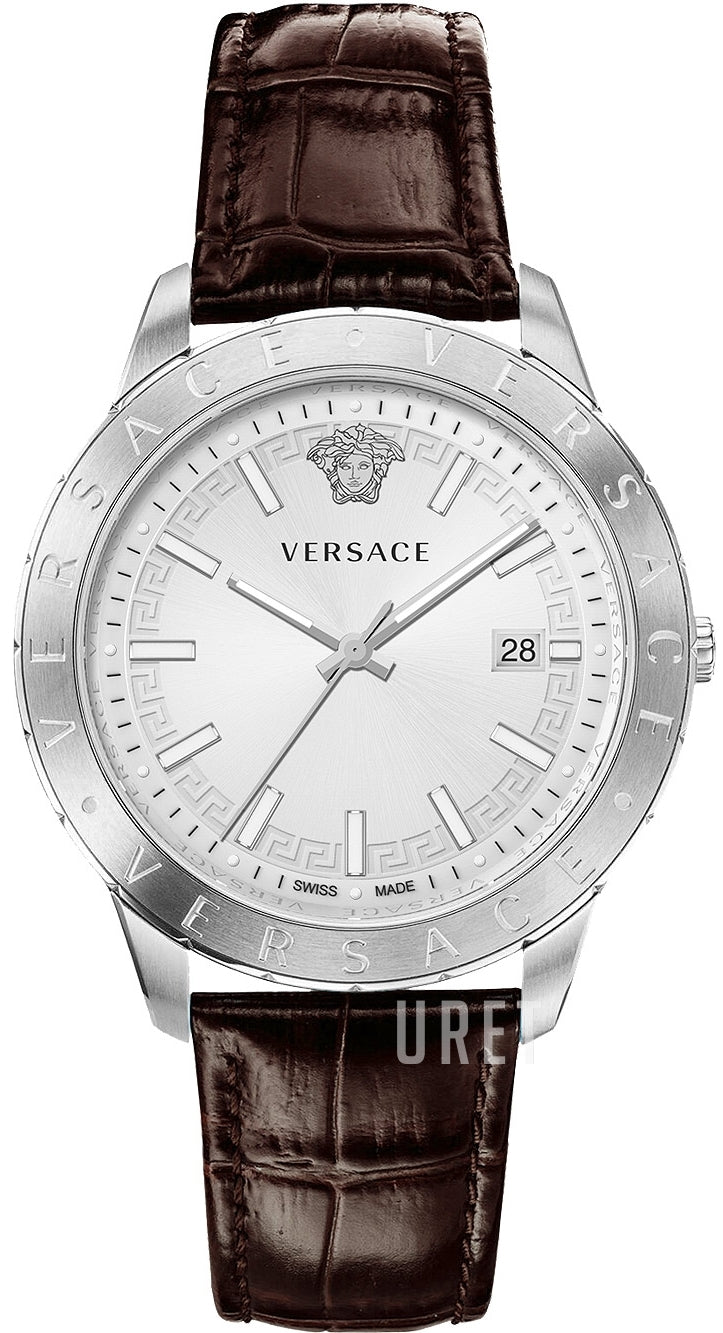  Shop Authentic Versace Univers White Dial Brown Leather Strap Watch for Men - VEBK00118 - Luxxuri