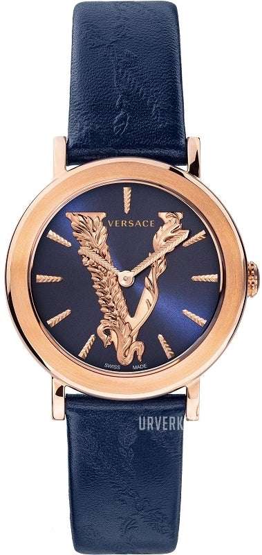  Shop Authentic Versace Virtus Quartz Blue Dial Blue Leather Strap Watch for Women - VEHC00419 - Luxxuri