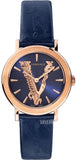  Shop Authentic Versace Virtus Quartz Blue Dial Blue Leather Strap Watch for Women - VEHC00419 - Luxxuri