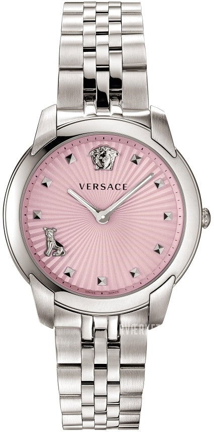  Shop Authentic Versace Audrey Quartz Pink Dial Silver Steel Strap Watch for Women - VELR00419 - Luxxuri