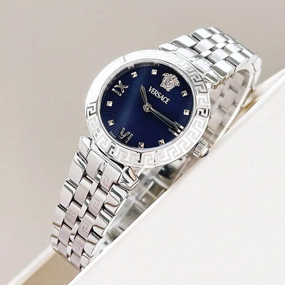  Shop Authentic Versace Daphnis Analog Blue Dial Silver Steel Strap Watch for Women - VEOCA0124 - Luxxuri