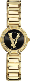  Shop Authentic Versace V Virtus Quartz Black Dial Gold Steel Strap Watch For Women - VET300121 - Luxxuri