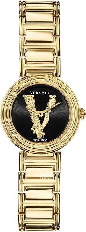  Shop Authentic Versace V Virtus Quartz Black Dial Gold Steel Strap Watch For Women - VET300121 - Luxxuri