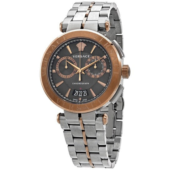  Shop Authentic Versace Aion Chronograph Black Dial Grey Steel Strap Watch for Men  - VBR050017 - Luxxuri