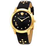  Shop Authentic Versace Audrey Quartz Black Dial Black Leather Strap Watch for Women - VELR00319 - Luxxuri