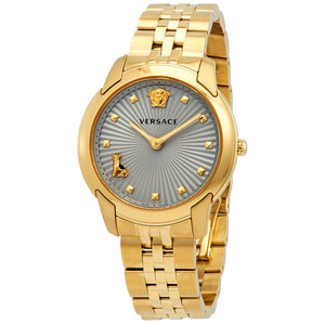  Shop Authentic Versace Audrey Quartz Grey Dial Gold Steel Strap Watch for Women - VELR00719 - Luxxuri