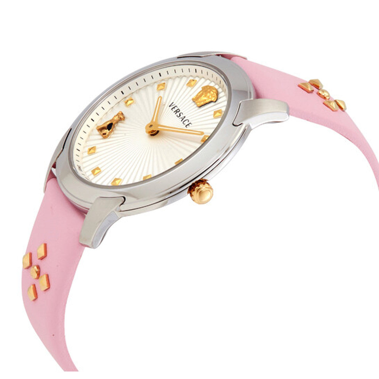  Shop Authentic Versace Audrey Quartz White Dial Pink Leather Strap Watch for Women - VELR00119 - Luxxuri