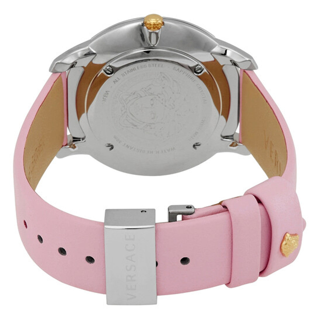  Shop Authentic Versace Audrey Quartz White Dial Pink Leather Strap Watch for Women - VELR00119 - Luxxuri