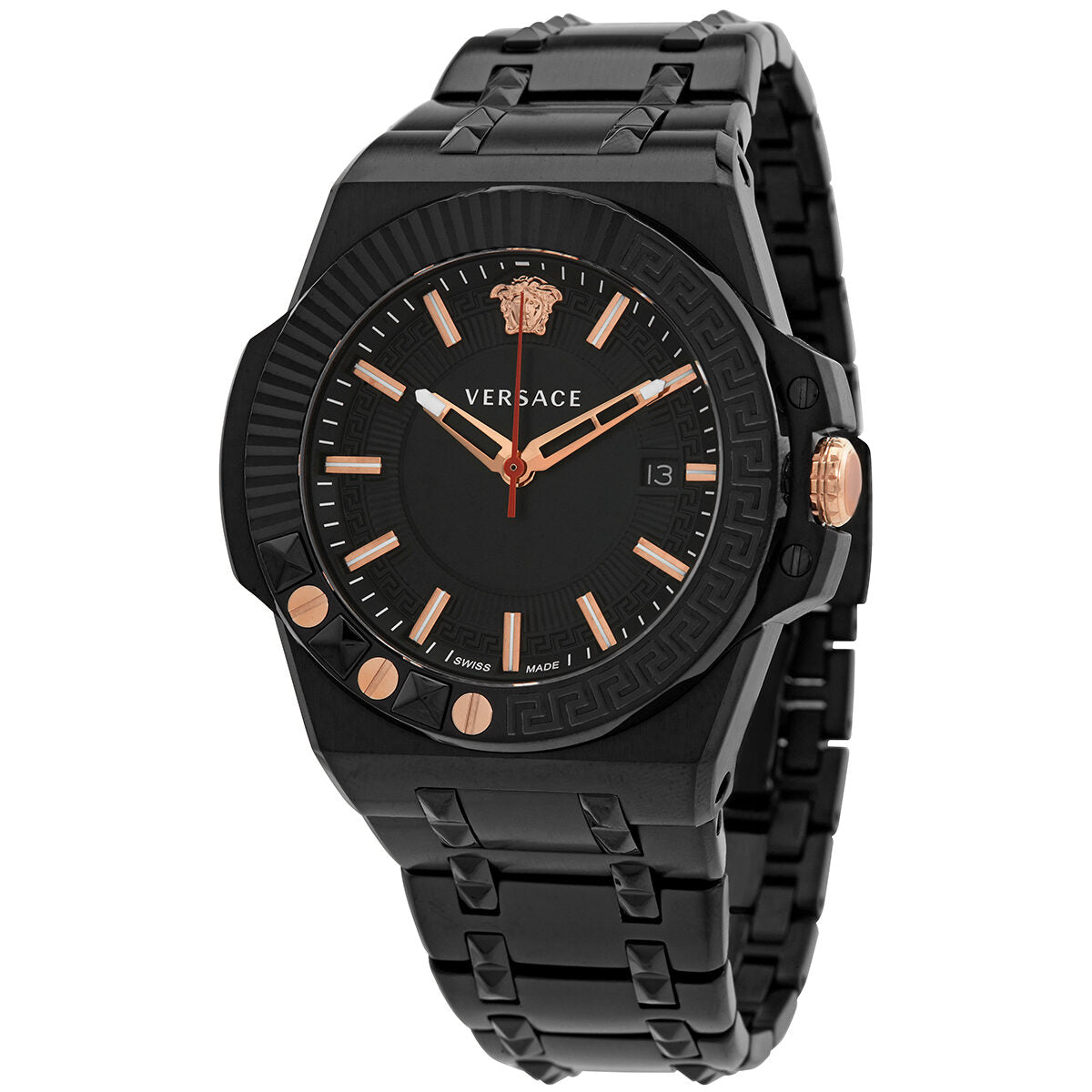  Shop Authentic Versace Chain Reaction Quartz Black Dial Black Steel Strap Watch for Men - VEDY00719 - Luxxuri