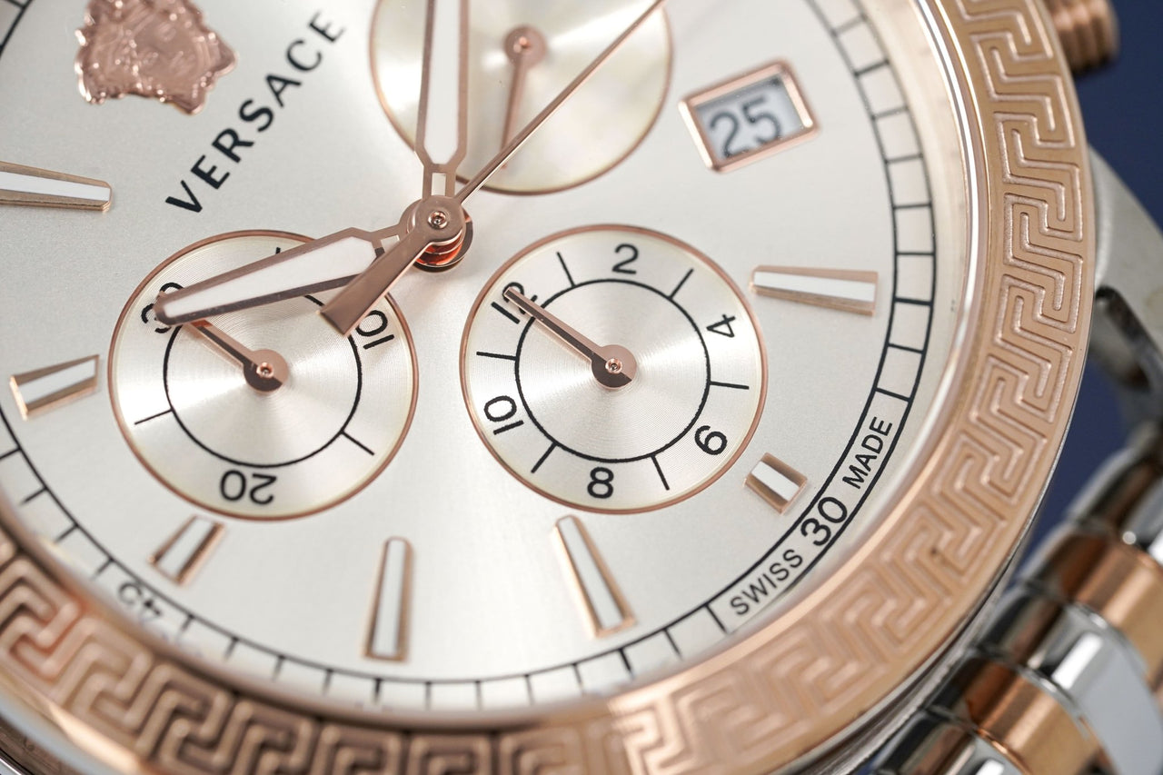  Shop Authentic Versace Sport Tech Chronograph While Dial Two Tone Steel Strap Watch for Men - VELT00319 - Luxxuri