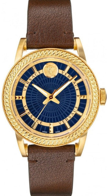  Shop Authentic Versace Code Quartz Blue Dial Brown Leather Strap Watch For Men - VEPO00220 - Luxxuri