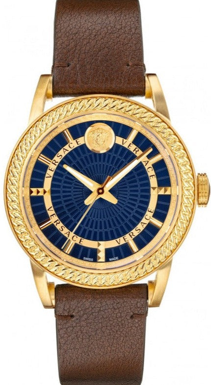  Shop Authentic Versace Code Quartz Blue Dial Brown Leather Strap Watch For Men - VEPO00220 - Luxxuri