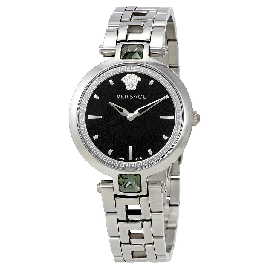  Shop Authentic Versace Crystal Gleam Guilloche  Black Dial Silver Steel Strap Watch for Women - VAN030016 - Luxxuri