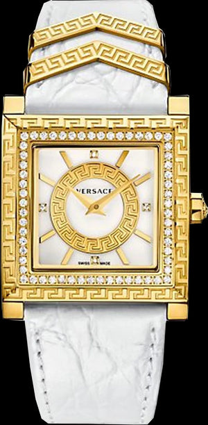  Shop Authentic Versace DV25 Diamonds White Dial White Leather Strap Watch For Women - VQF060015 - Luxxuri