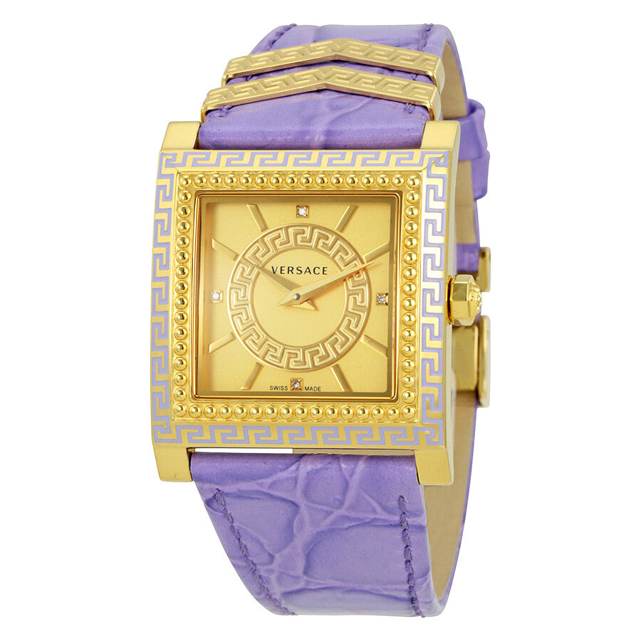  Shop Authentic Versace Day Glam Chronograph Gold Dial Purple Leather Strap Watch for Women - VQF040015 - Luxxuri