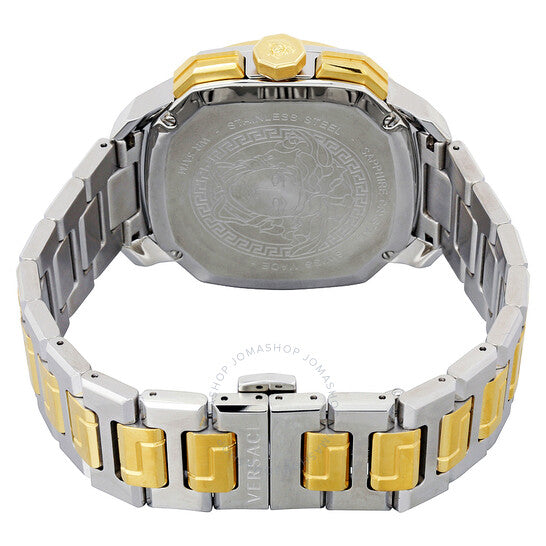  Shop Authentic Versace Dylos Chronograph Black Dial Two Tone Steel Strap Watch for Men - VQC100016 - Luxxuri