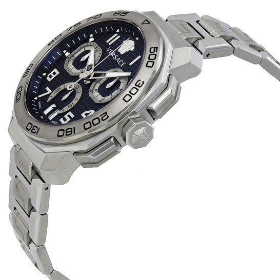  Shop Authentic Versace Dylos Chronograph Blue Dial Silver Steel Strap Watch for Men - VQC090016 - Luxxuri
