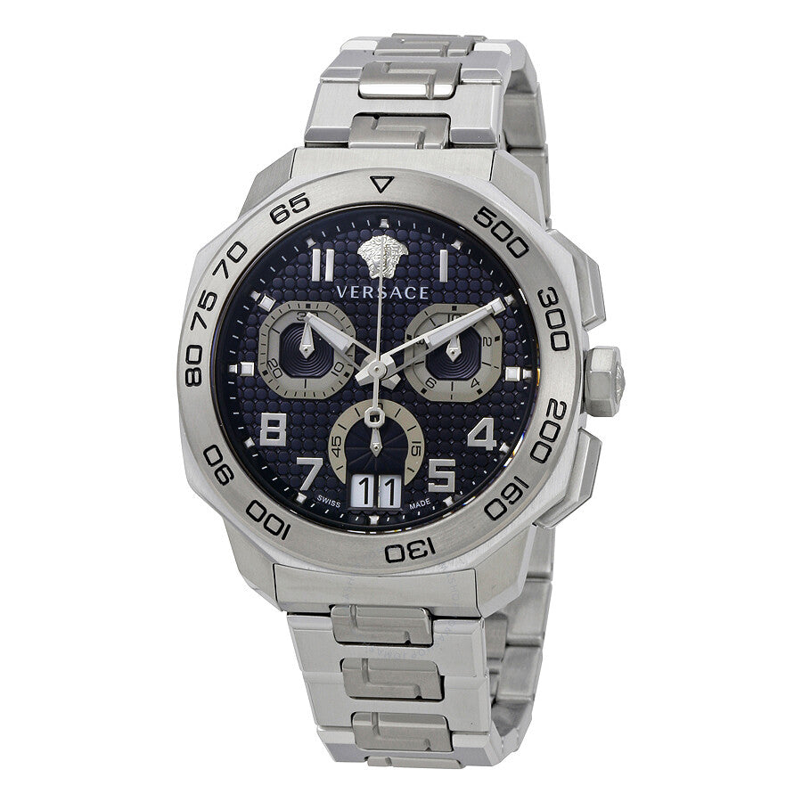  Shop Authentic Versace Dylos Chronograph Blue Dial Silver Steel Strap Watch for Men - VQC090016 - Luxxuri