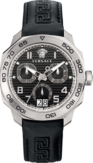  Shop Authentic Versace Dylos Analog Black Dial Black Leather Strap Watch for Men - VQC010015 - Luxxuri