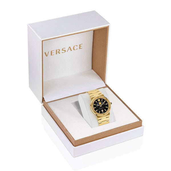  Shop Authentic Versace Greca Moonphase Quartz Black Dial Gold Steel Strap Watch for Men - VE7G00323 - Luxxuri