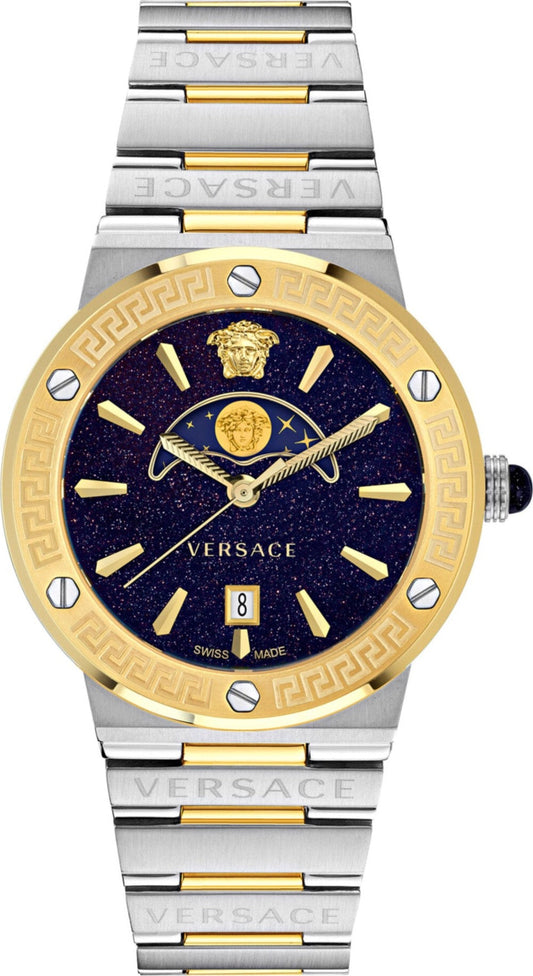  Shop Authentic Versace Greca Logo Moonphase Black Dial Two Tone Steel Strap Watch for Men - VE7G00223 - Luxxuri