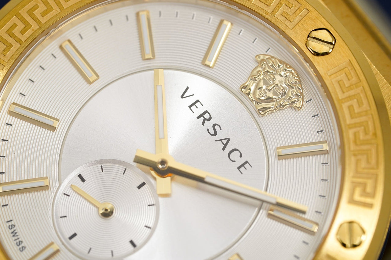  Shop Authentic Versace Greca Silver Dial Gold Steel Strap Watch for Men - VEVI00520 - Luxxuri