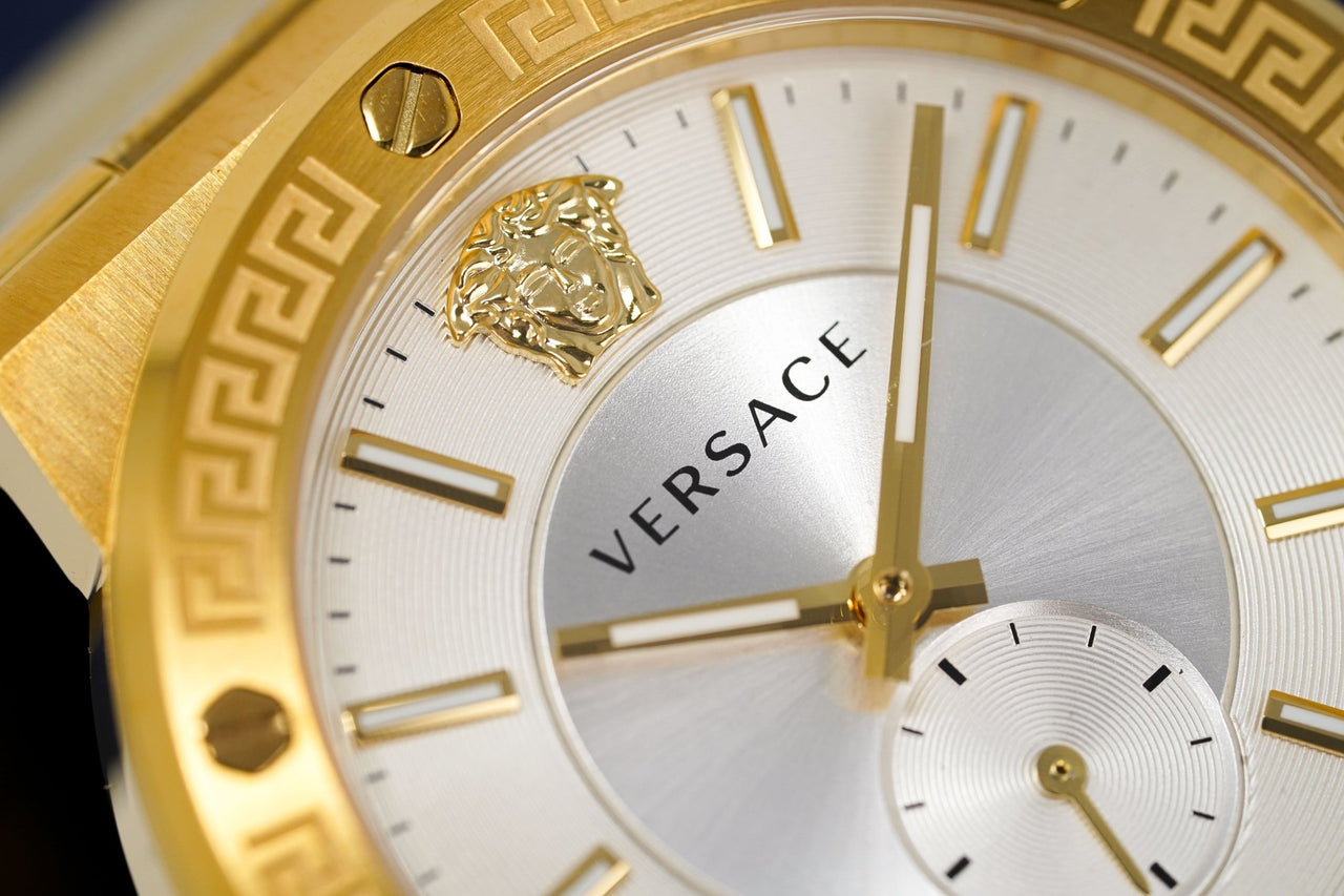  Shop Authentic Versace Greca Silver Dial Gold Steel Strap Watch for Men - VEVI00520 - Luxxuri