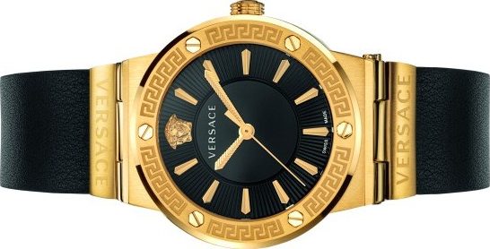  Shop Authentic Versace Greca Black Dial Black Leather Strap Watch for Women - VEVH00320 - Luxxuri
