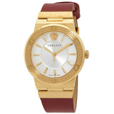  Shop Authentic Versace Greca Silver Dial Red Leather Strap Watch for Women - VEVH00420 - Luxxuri